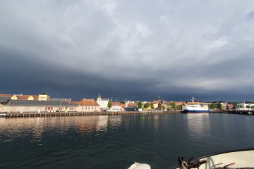 Kurz vorm Regen in Svendborg angekommen